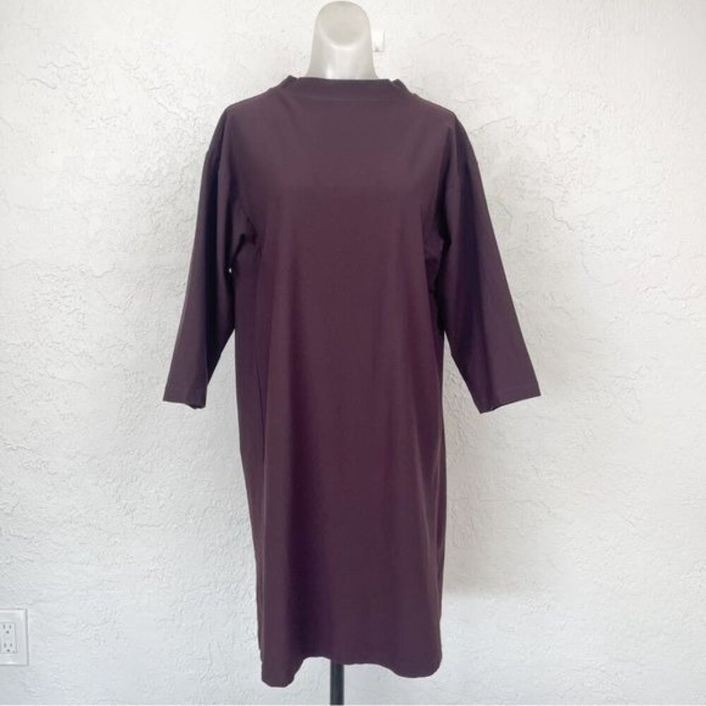 Eileen Fisher Burgundy Shirt Dress 3/4 sleeves Large